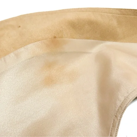 Vintage 70s Tan Suede Satin Button-Up Vest Slim Fit Suit Tuxedo Disco Formalwear